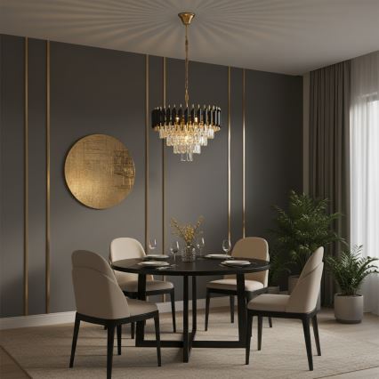 Brilagi - ķēdē karājamā lustra ECLIPSE 7xE14/10W/230V Ø 48 cm melna/zelta