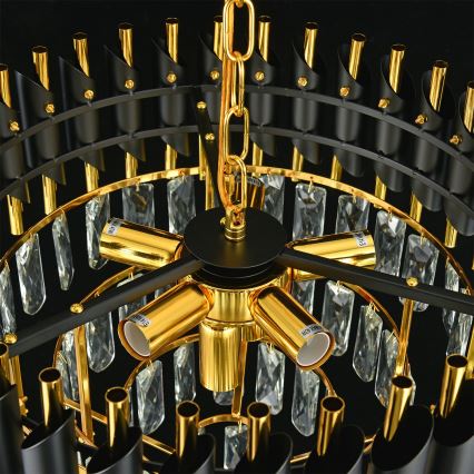 Brilagi - ķēdē karājamā lustra ECLIPSE 7xE14/10W/230V Ø 48 cm melna/zelta