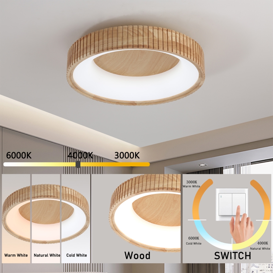Brilagi - LED griestu lampa FALCON WOOD MODERN LED/30W/230V 3000/4000/6000K Ø45 cm koka