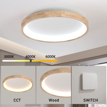 Brilagi - LED griestu gaismeklis FALCON WOOD MODERN LED/60W/230V 3000/4000/6000K Ø 80 cm koka