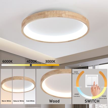 Brilagi - LED griestu gaismeklis FALCON WOOD MODERN LED/60W/230V 3000/4000/6000K Ø 80 cm koka
