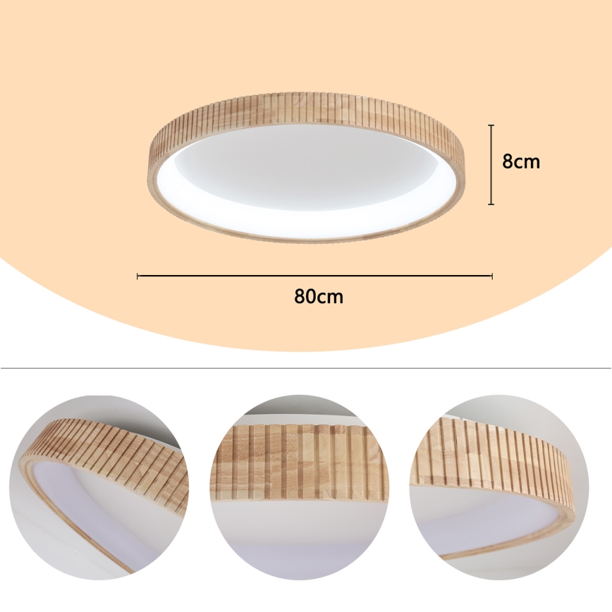 Brilagi - LED griestu gaismeklis FALCON WOOD MODERN LED/60W/230V 3000/4000/6000K Ø 80 cm koka