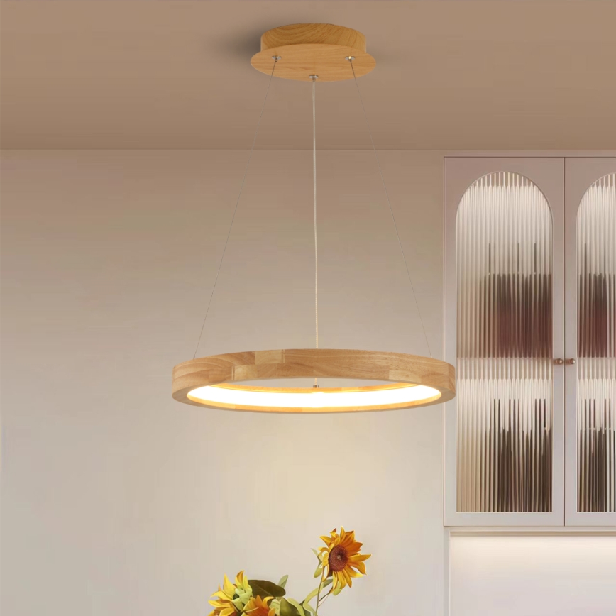 Brilagi - koka LED lustra UMEA WOOD uz vada, LED/30W/230V, Ø 40 cm