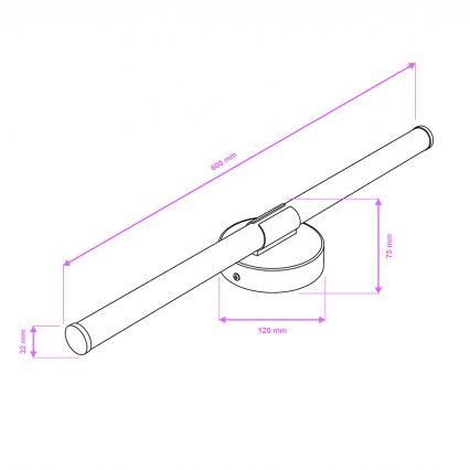 Brilagi - LED vannas istabas spoguļa apgaismojums LARA LED/10W/230V 60 cm IP44 melns