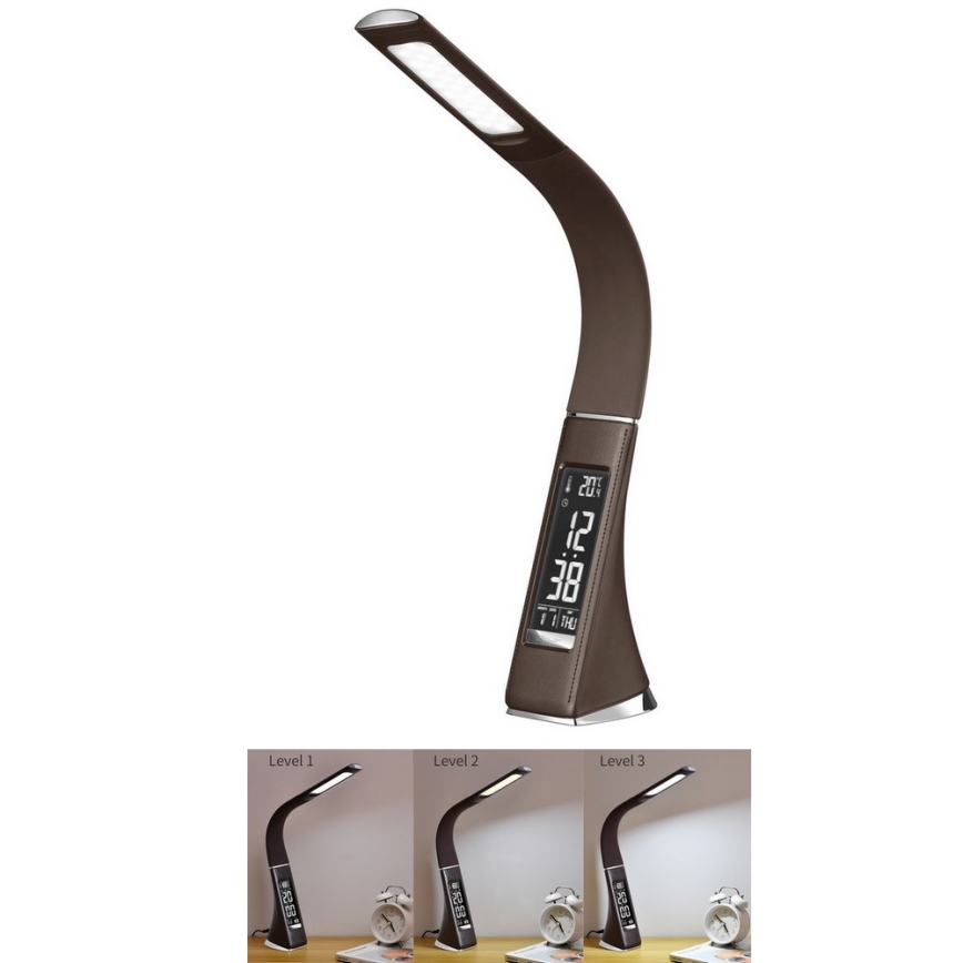 Brilagi - LED Aptumšojama galda lampa ar ekrānu PELLE LED/7W/230V, brūna