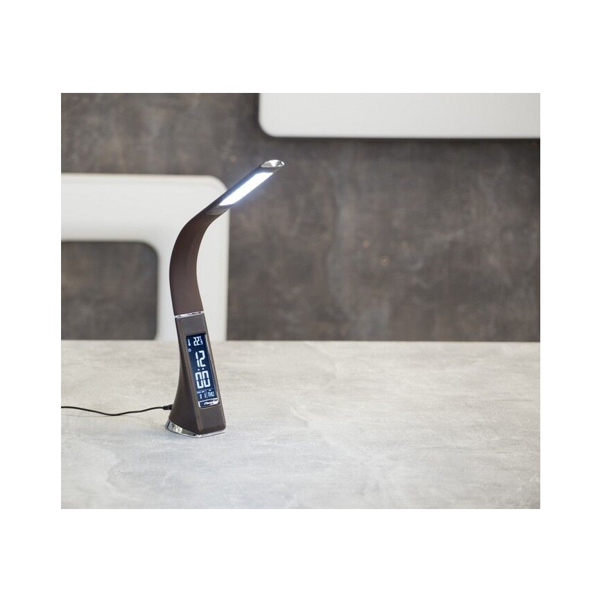 Brilagi - LED Aptumšojama galda lampa ar ekrānu PELLE LED/7W/230V, brūna