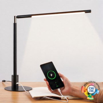 BRILAGI - LED aptumšojama galda lampa ar USB portiem VARIO LED/7W/230V 3000-6500K CRI 96 melna