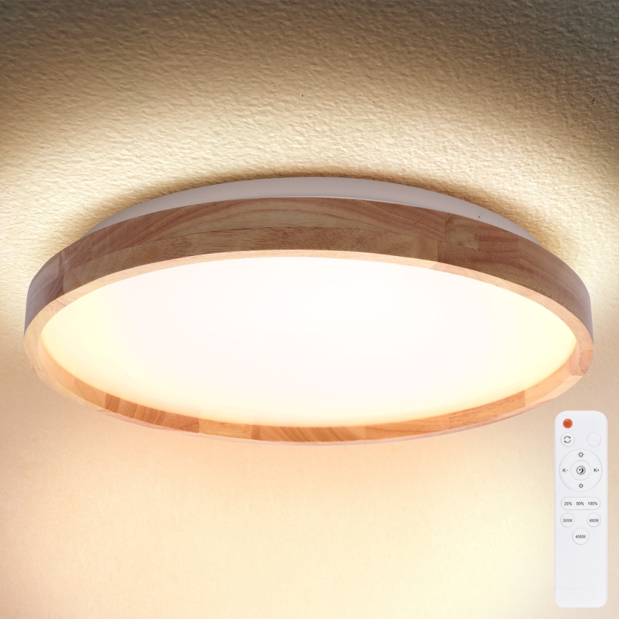 Brilagi - LED Aptumšojama griestu lampa ALSON LED/48W/230V 3000-6500K ozols d. 39,5 cm + tālvadības pults