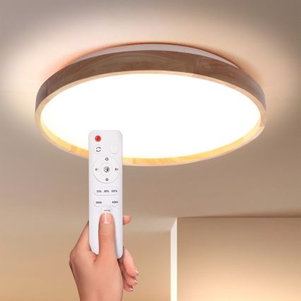 Brilagi - LED Aptumšojama griestu lampa ALSON LED/48W/230V 3000-6500K ozols d. 39,5 cm + tālvadības pults