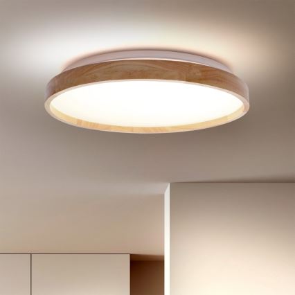 Brilagi - LED Aptumšojama griestu lampa ALSON LED/48W/230V 3000-6500K ozols d. 39,5 cm + tālvadības pults