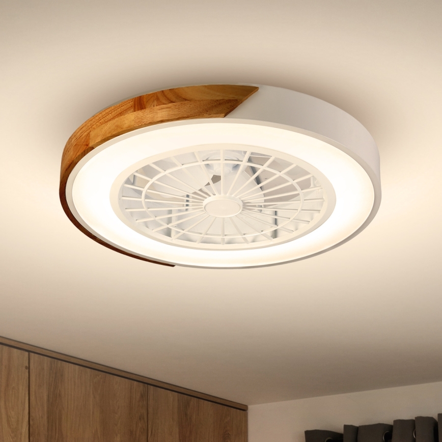 Brilagi - LED Aptumšojama griestu lampa ar ventilatoru LED/30W/230V 3000-6500K balta/ozols + tālvadības pults