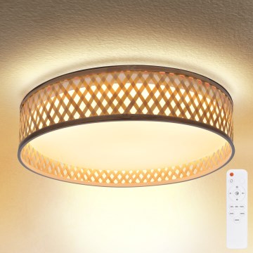Brilagi - LED Aptumšojama griestu lampa CAMILA LED/48W/230V 3000-6500K bambusa d. 40 cm + tālvadības pults