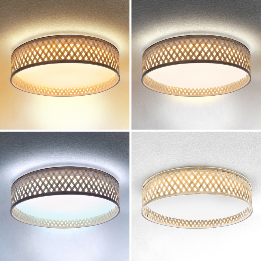 Brilagi - LED Aptumšojama griestu lampa CAMILA LED/48W/230V 3000-6500K bambusa d. 40 cm + tālvadības pults