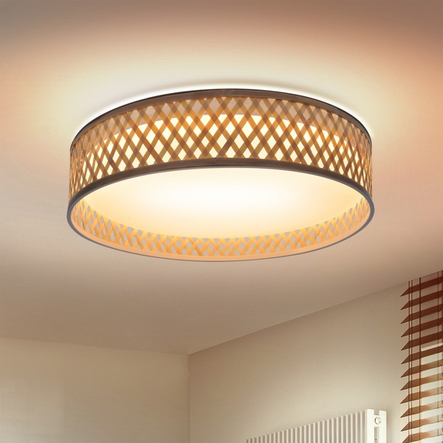 Brilagi - LED Aptumšojama griestu lampa CAMILA LED/48W/230V 3000-6500K bambusa d. 40 cm + tālvadības pults