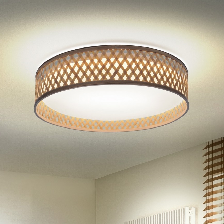 Brilagi - LED Aptumšojama griestu lampa CAMILA LED/48W/230V 3000-6500K bambusa d. 40 cm + tālvadības pults