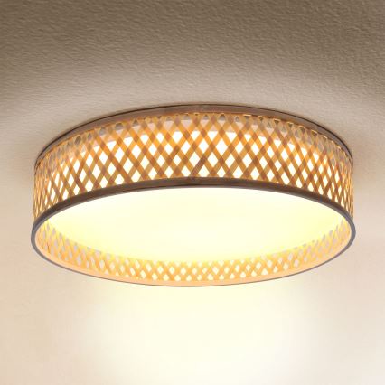 Brilagi - LED Aptumšojama griestu lampa CAMILA LED/48W/230V 3000-6500K bambusa d. 40 cm + tālvadības pults