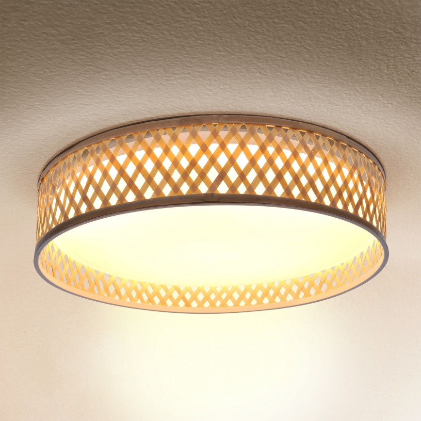 Brilagi - LED Aptumšojama griestu lampa CAMILA LED/48W/230V 3000-6500K bambusa d. 40 cm + tālvadības pults
