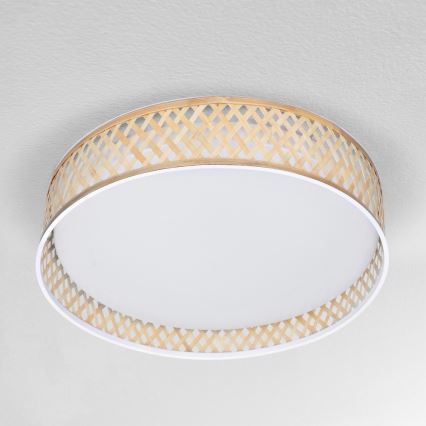 Brilagi - LED Aptumšojama griestu lampa CAMILA LED/48W/230V 3000-6500K bambusa d. 40 cm + tālvadības pults