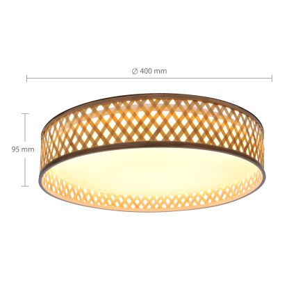 Brilagi - LED Aptumšojama griestu lampa CAMILA LED/48W/230V 3000-6500K bambusa d. 40 cm + tālvadības pults