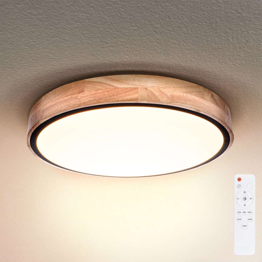 Brilagi - LED Aptumšojama griestu lampa GLORIA LED/48W/230V 3000-6500K ozols d. 40 cm + tālvadības pults