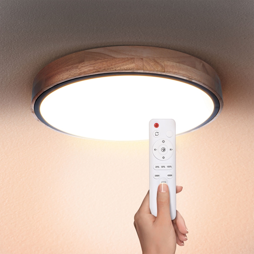 Brilagi - LED Aptumšojama griestu lampa GLORIA LED/48W/230V 3000-6500K ozols d. 40 cm + tālvadības pults