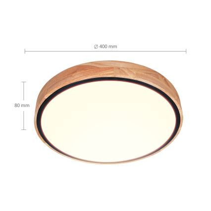 Brilagi - LED Aptumšojama griestu lampa GLORIA LED/48W/230V 3000-6500K ozols d. 40 cm + tālvadības pults