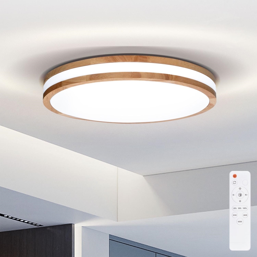 Brilagi - LED Aptumšojama griestu lampa MOLINA LED/48W/230V 3000-6500K ozolkoks d. 38 cm + tālvadības pults