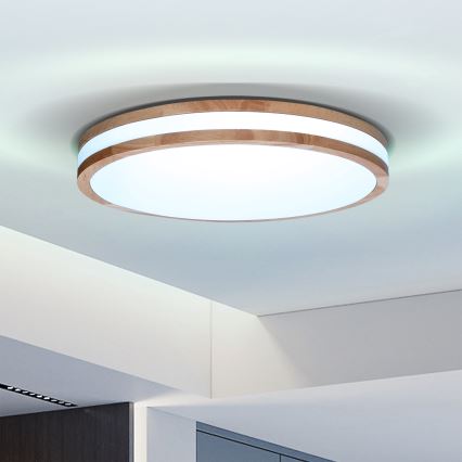 Brilagi - LED Aptumšojama griestu lampa MOLINA LED/48W/230V 3000-6500K ozolkoks d. 38 cm + tālvadības pults