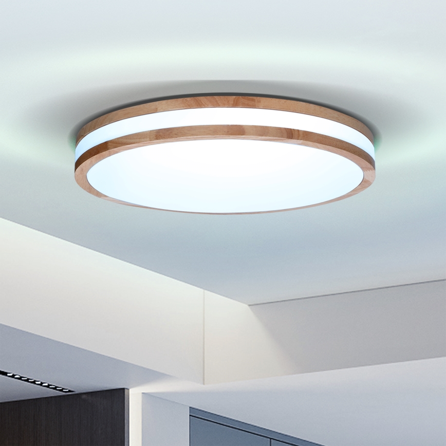 Brilagi - LED Aptumšojama griestu lampa MOLINA LED/48W/230V 3000-6500K ozolkoks d. 38 cm + tālvadības pults