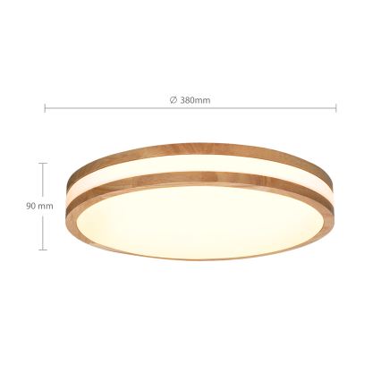 Brilagi - LED Aptumšojama griestu lampa MOLINA LED/48W/230V 3000-6500K ozolkoks d. 38 cm + tālvadības pults
