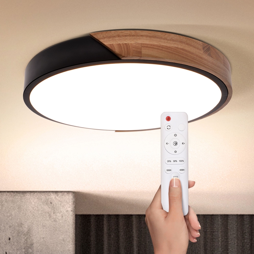 Brilagi - LED Aptumšojama griestu lampa PILANA LED/48W/230V 3000-6500K ozols d. 40 cm + tālvadības pults