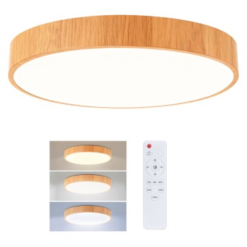 Brilagi - LED aptumšojama griestu lampa POOL LED/50W/230V 3000-6000K Ø 40 cm koka dekors + tālvadības pults