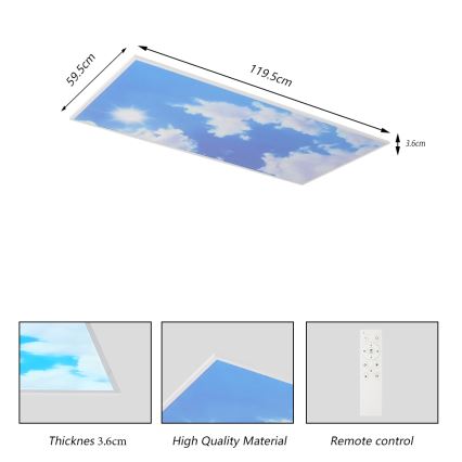 Brilagi - LED dimējams griestu gaismeklis SLIMFRAME LED/80W/230V 120x60 cm 3000-6000K sudraba/zila + tālvadības pults