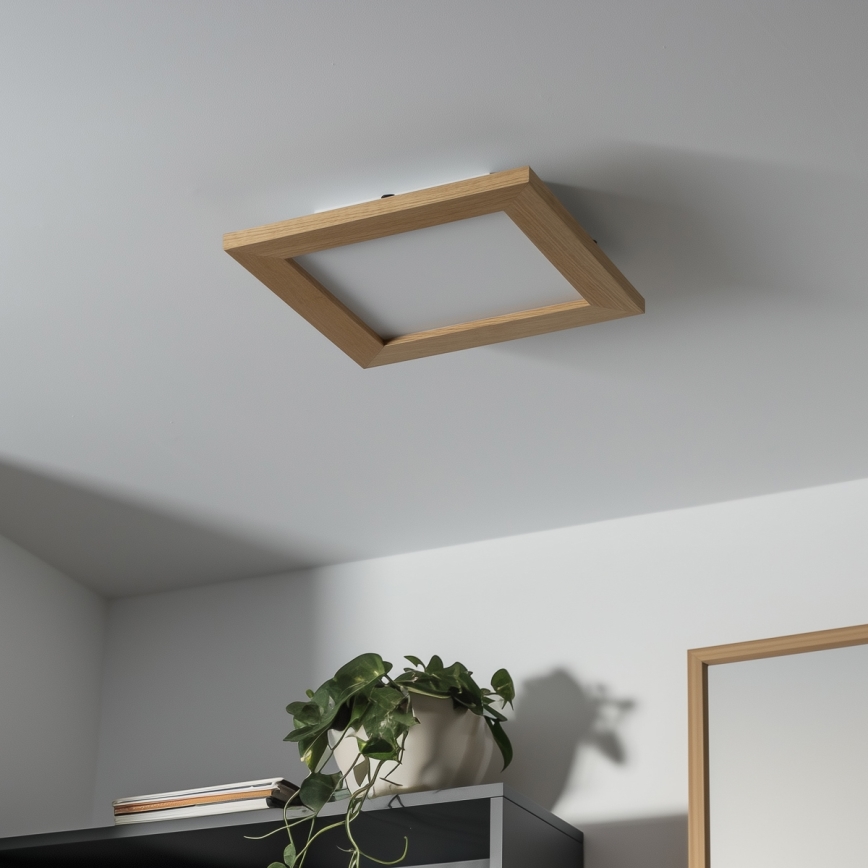 Brilagi - LED Aptumšojama griestu lampa SLIMFRAME WOOD LED/25W/230V 34x34 cm 3000-6000K brūna + tālvadības pults