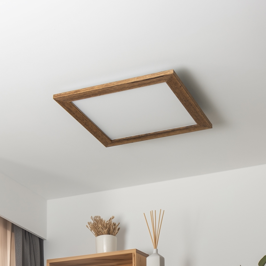 Brilagi - LED Aptumšojama griestu lampa SLIMFRAME WOOD LED/36W/230V 49,5x49,5 cm 3000-6000K brūna + tālvadības pults