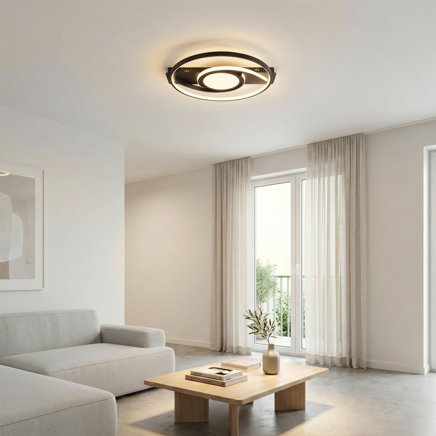 Brilagi - LED dimmējams griestu lukturis TWIRL LED/38W/230V 3000-6000K melns + tālvadības pults