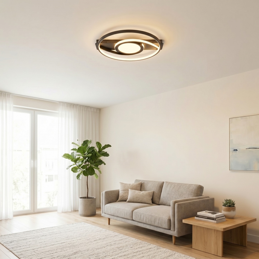 Brilagi - LED dimmējams griestu lukturis TWIRL LED/38W/230V 3000-6000K melns + tālvadības pults