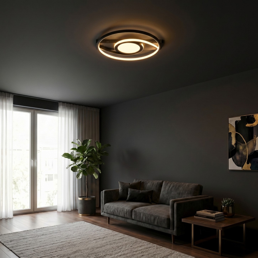 Brilagi - LED dimmējams griestu lukturis TWIRL LED/38W/230V 3000-6000K melns + tālvadības pults