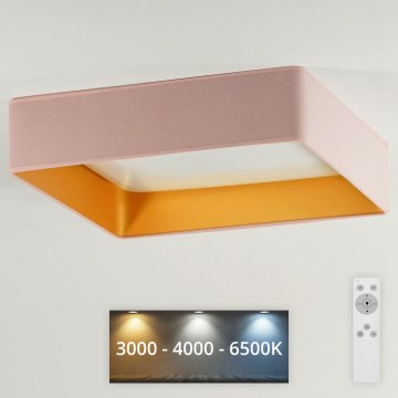 Brilagi - LED Aptumšojama griestu lampa VELVET SQUARE LED/24W/230V 3000/4000/6500K + tālvadības pults rozā