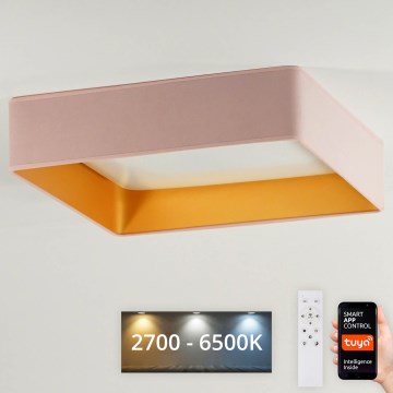 Brilagi - LED Aptumšojama griestu lampa VELVET SQUARE SMART LED/36W/230V 2700-6500K Wi-Fi Tuya + tālvadības pults rozā