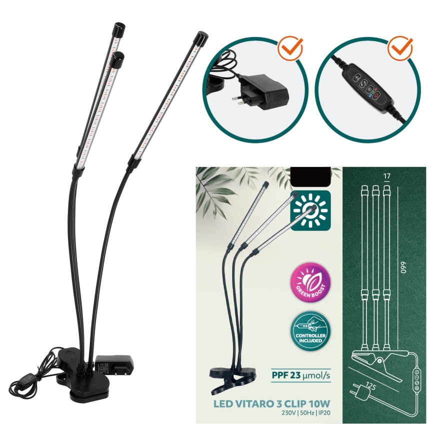 Brilagi - LED Aptumšojama pielāgojama galda lampa ar stiprinājumu augu audzēšanai VITABLOOM 3xLED/10W/230V melna
