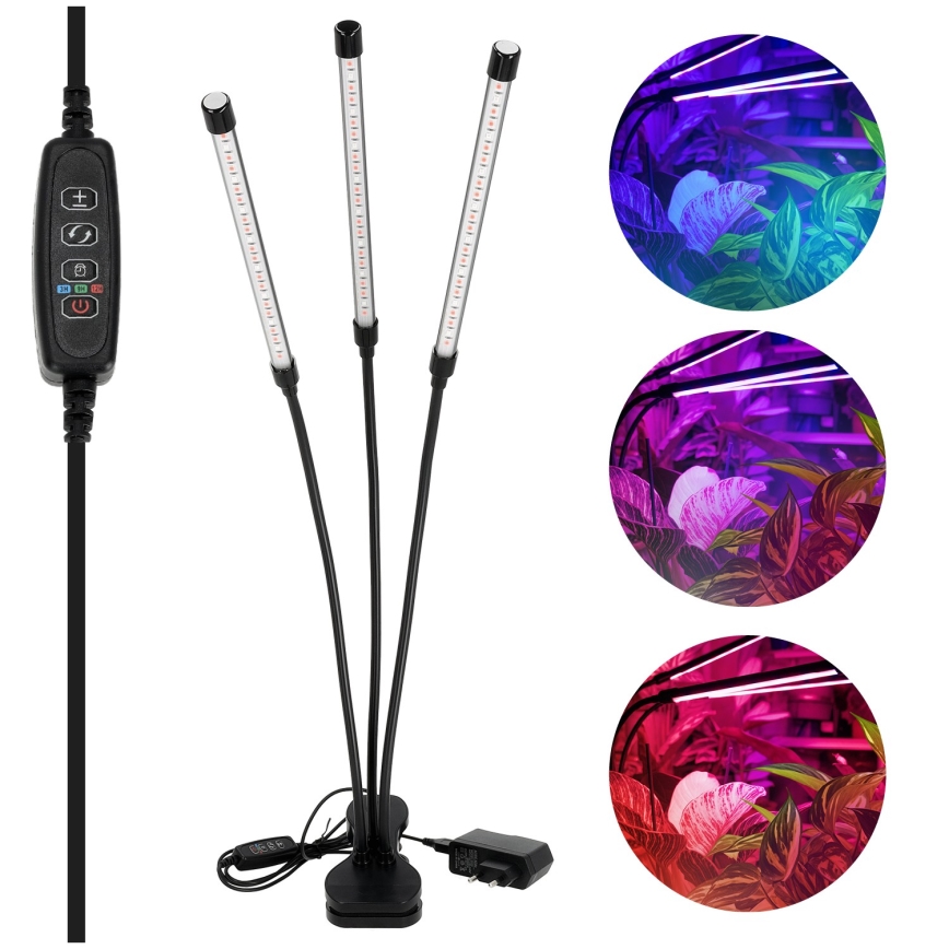 Brilagi - LED Aptumšojama pielāgojama galda lampa ar stiprinājumu augu audzēšanai VITABLOOM 3xLED/10W/230V melna