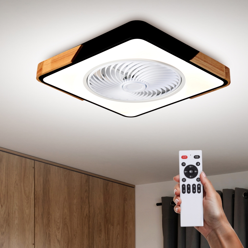 Brilagi - LED Aptumšojama griestu lampa ar ventilatoru LED/30W/230V 3000-6500K melna/ozols + tālvadības pults