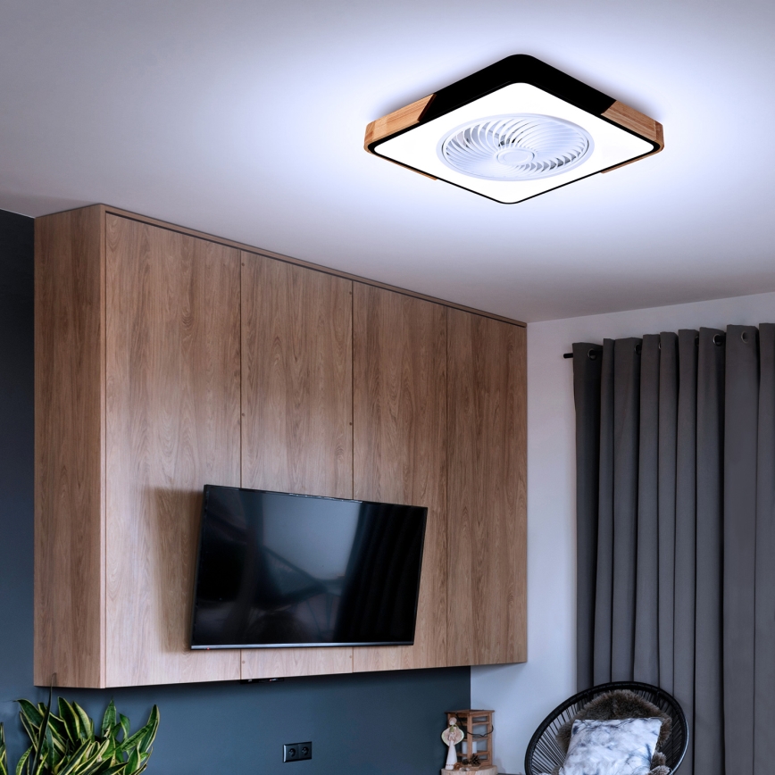Brilagi - LED Aptumšojama griestu lampa ar ventilatoru LED/30W/230V 3000-6500K melna/ozols + tālvadības pults