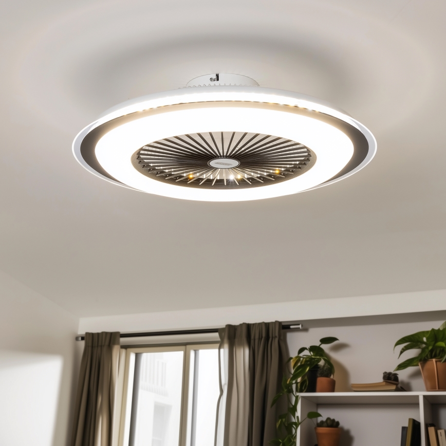 Brilagi - LED Aptumšojama lampa ar ventilatoru RONDA LED/48W/230V 3000-6000K melna + tālvadības pults