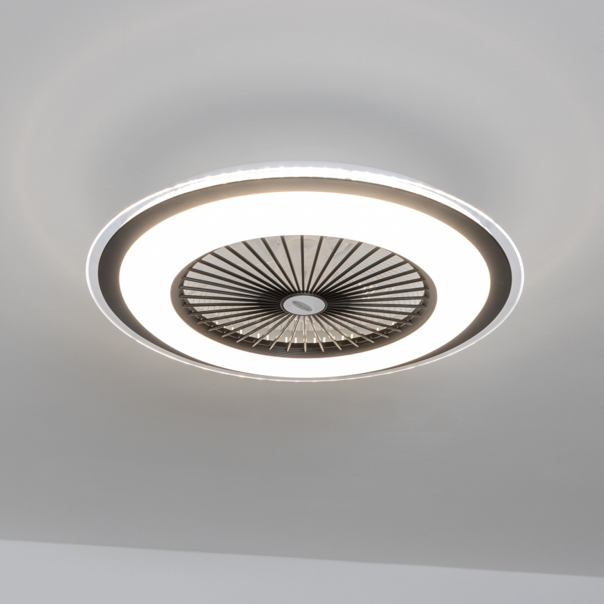 Brilagi - LED Aptumšojama lampa ar ventilatoru RONDA LED/48W/230V 3000-6000K melna + tālvadības pults