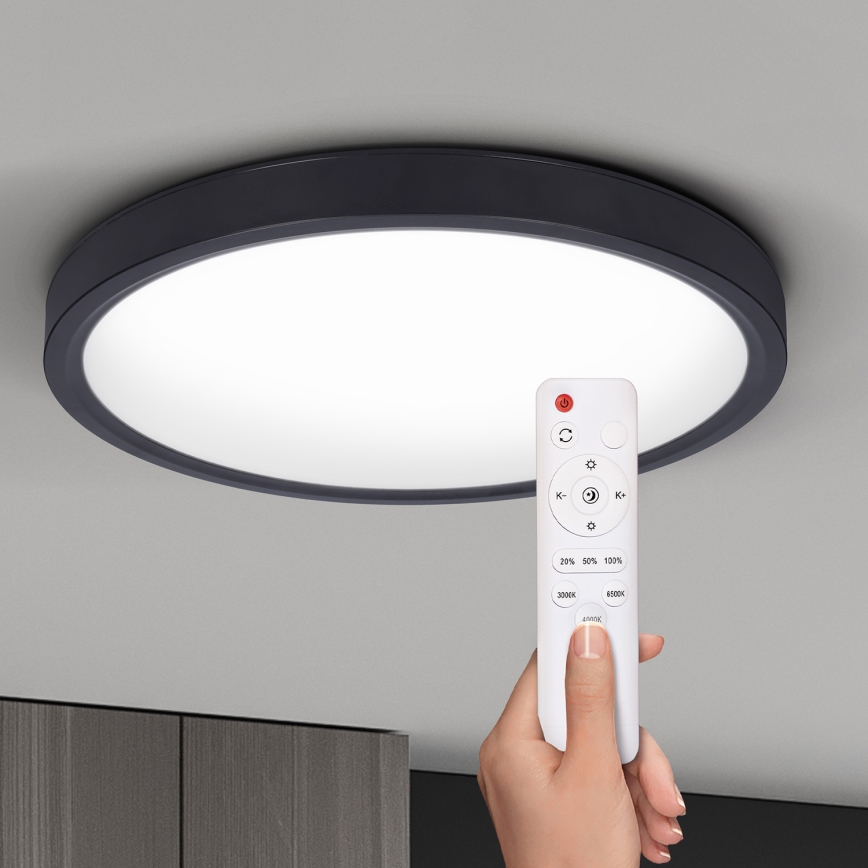 Brilagi - LED Aptumšojama griestu lampa ESTELA LED/48W/230V 3000-6500K ø 40 cm melna + tālvadības pults