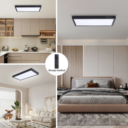 Brilagi - LED Aptumšojama vannas istabas griestu lampa FRAME SMART LED/30W/230V 30x60 cm 3000-6000K  IP44 melna  + tālvadības pults