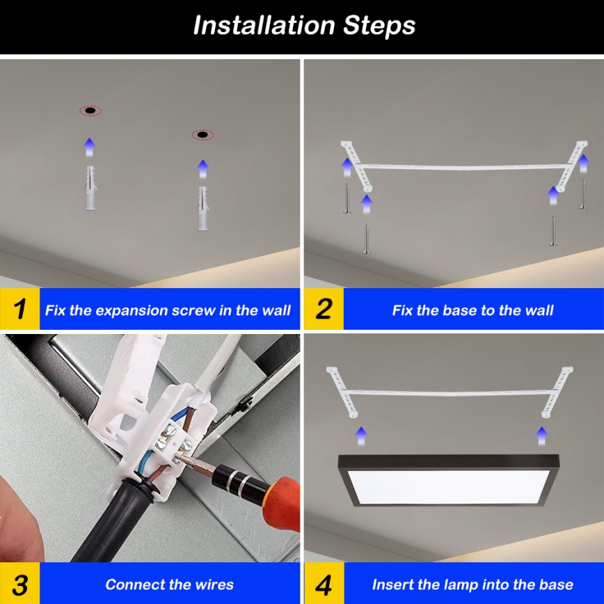 Brilagi - LED Aptumšojama vannas istabas griestu lampa FRAME SMART LED/30W/230V 30x60 cm 3000-6000K  IP44 melna  + tālvadības pults