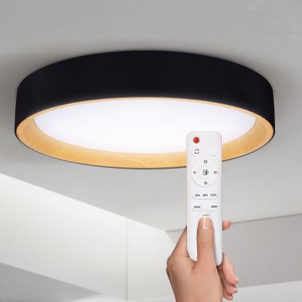 Brilagi - LED Aptumšojama griestu lampa LARIOS LED/60W/230V 3000-6500K ø 49 cm melna + tālvadības pults